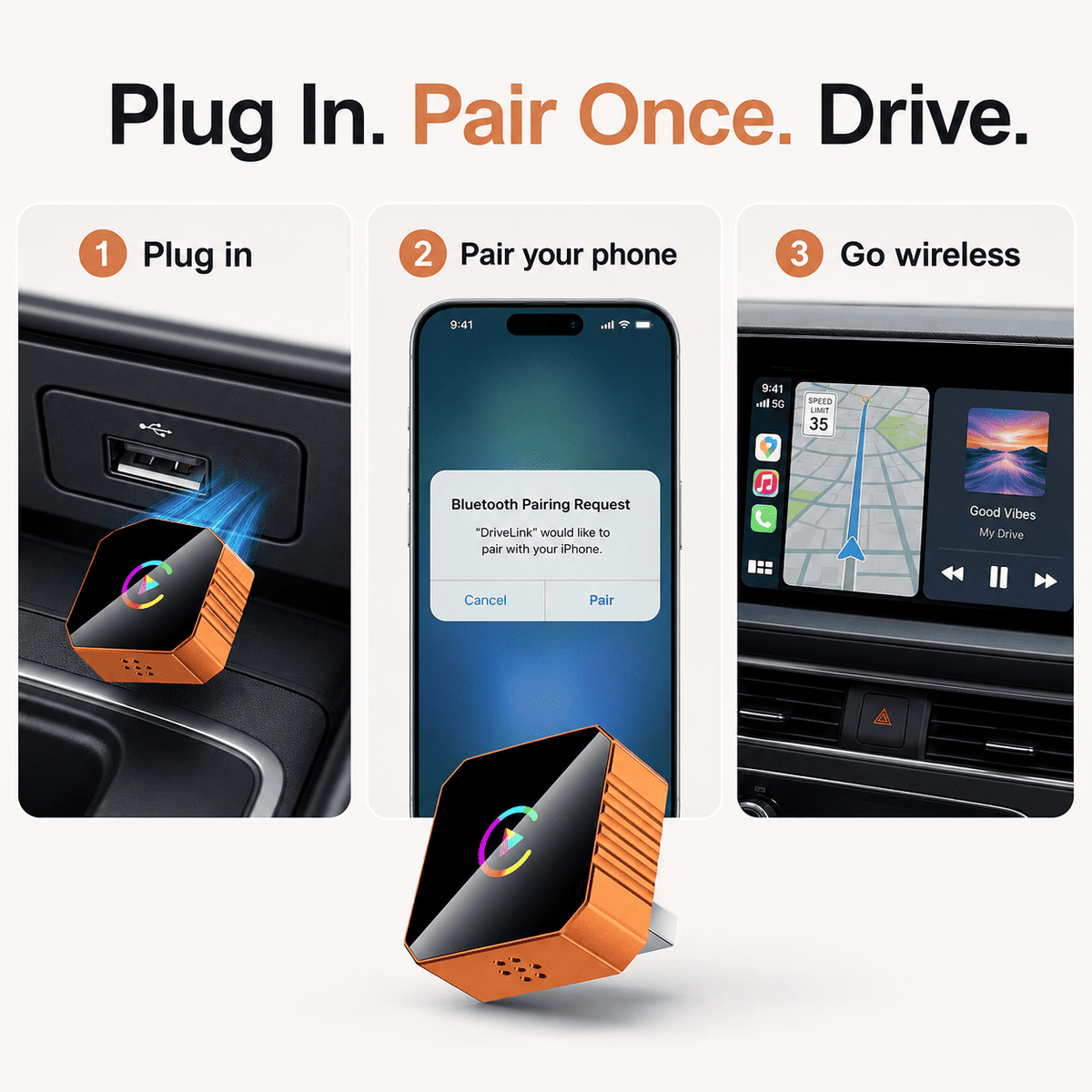DriveLink™ | Wireless CarPlay & Android Auto Adapter