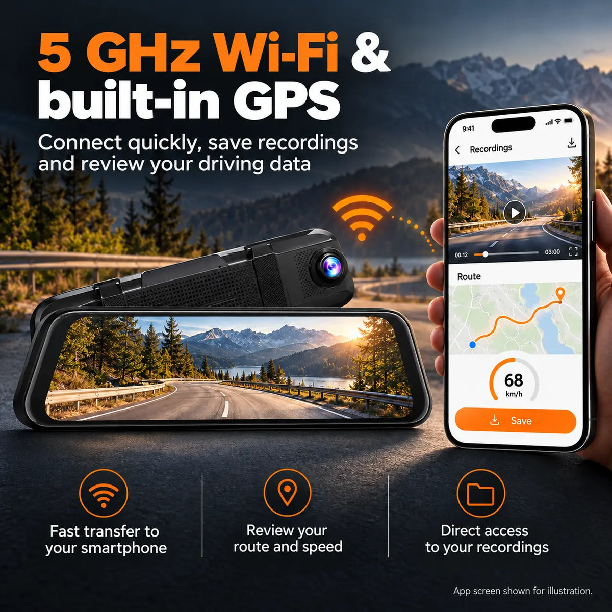 DriveView | 4K Dash Cam with Front & Rear Camera