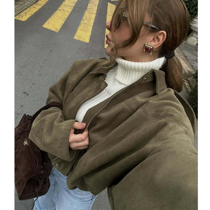 Women’s Vintage Oversized Zip-Up Jacket